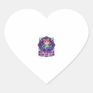 Sticker Cœur Néon de chat aérobic des années 80 - Conception dr