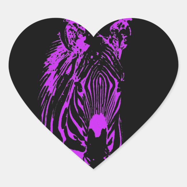 Sticker Cœur Neon Pink Zebra (Devant)