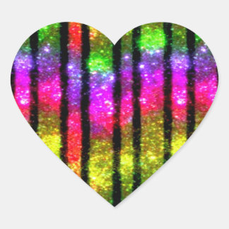 Sticker Cœur Neon Rainbow Shimmer Stripes
