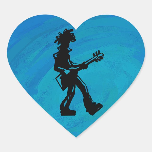 Sticker Cœur New York Boogie Nights Guitare Bleu (Devant)
