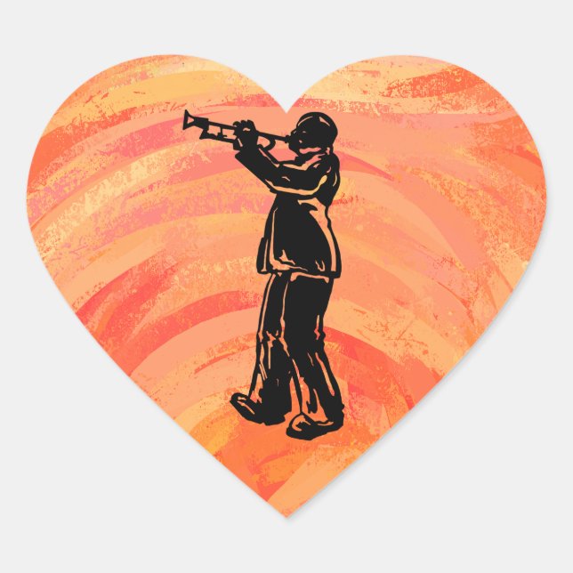 Sticker Cœur New York Boogie Nights Trumpet Orange (Devant)