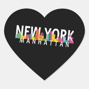 Sticker Cœur New York Manhattan skyline avec palmiers