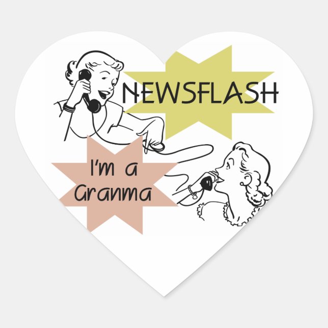 Sticker Cœur Newsflash Je suis un Granma Tshirts et cadeaux (Devant)