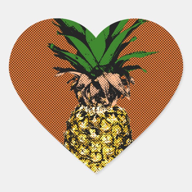 Sticker Cœur Newsprint ananas (Devant)
