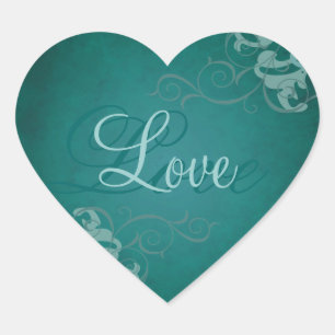 Sticker Cœur Noble Turquoise Scroll Heart Turquoise Love Sticke
