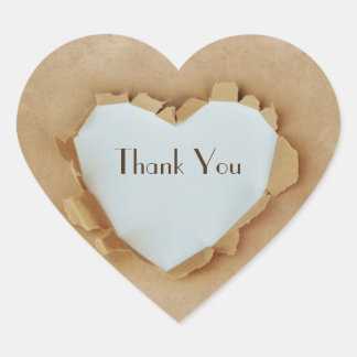 Sticker Cœur Noce rustique Brown de coeur de sac de papier