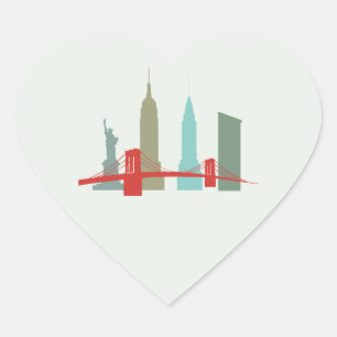 Sticker Cœur Noël à New York, Architecture Skyline Gift S
