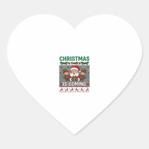 Sticker Cœur Noël arrive Père Noël Elfes Rennes