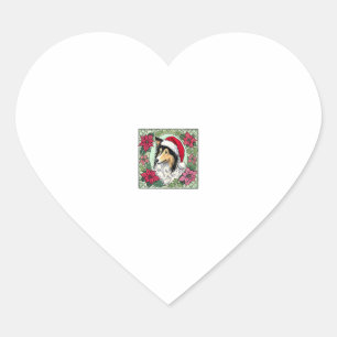 Sticker Cœur Noël Collie Chien Illustration Yule Collies 5