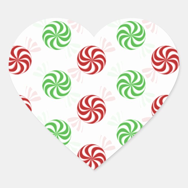 Sticker Cœur Noël Couleurs Pepperment Candy Vacances (Devant)