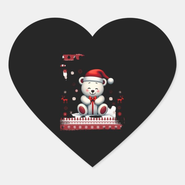 Sticker Cœur Noël de l'ours (4) (Devant)