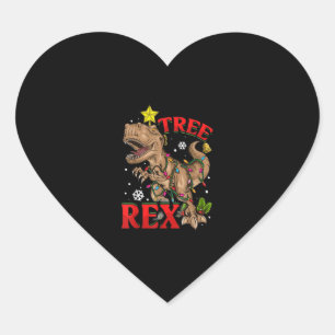 Sticker Cœur Noël Dinosaure Arbre Lumières Rex T Rex Xmas