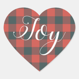 Sticker Cœur Noël Joie Rouge Noir En vichy Buffalo Plaid