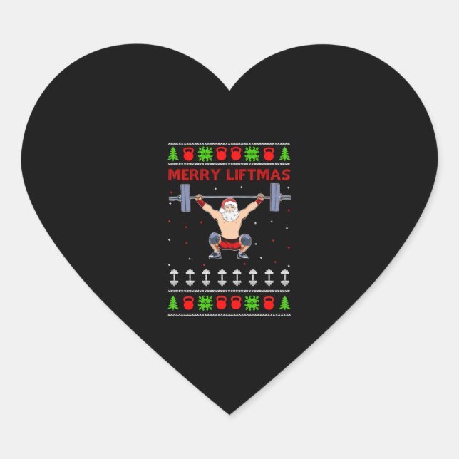 Sticker Cœur Noël laid Noël haltère (Devant)