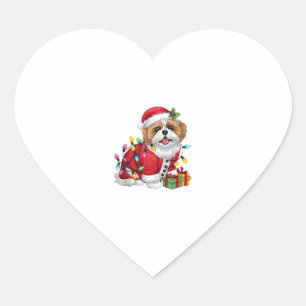 Sticker Cœur Noël Père Noël Shih Tzu Chien Chien Chien Shih