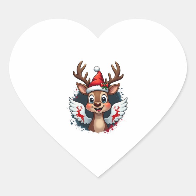 Sticker Cœur noël Reindeer (1) (Devant)