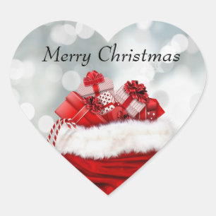 Sticker Cœur Noël Rouge présent