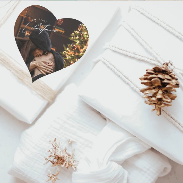 Sticker Cœur Noël tendance moderne | Photo romantique en couple (Créateur téléchargé)