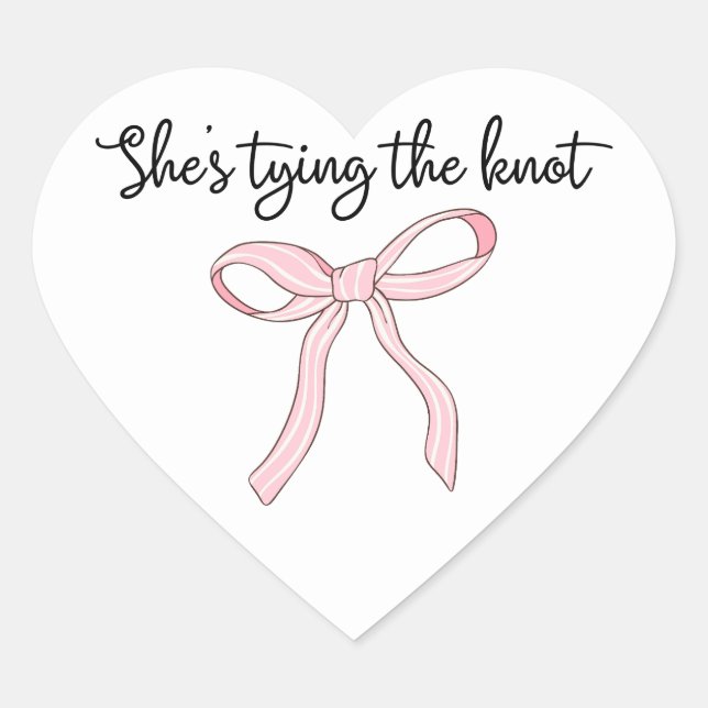 Sticker Cœur Nœud Papillon Rose Favori de Fête de Mariage (Devant)