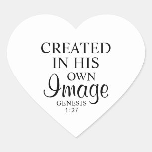 Sticker Cœur Noir & Blanc Minimal Créé Dans Sa Foi Image