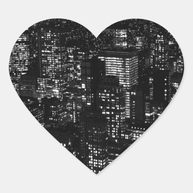 Sticker Cœur Noir et blanc New York City (Devant)