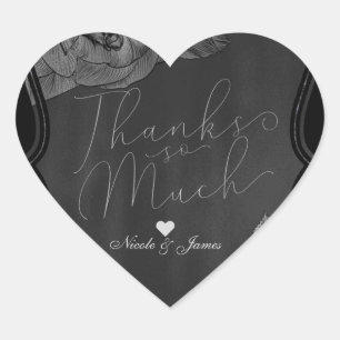 Sticker Cœur Noir Gris Argent Vintage Élégant Glamour Floral