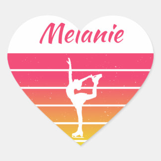 Sticker Cœur Nom de la personnaliser de la fille de patinage ar