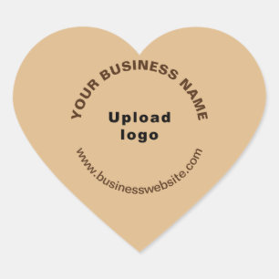 Sticker Cœur Nom de l'entreprise, logo et site web sur fond bru