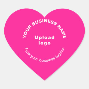 Sticker Cœur Nom de l'entreprise, Logo et Tagline en rose