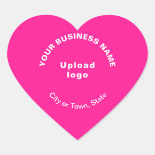 Sticker Cœur Nom de l'entreprise, Logo, Ville et État en rose