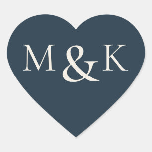Sticker Cœur Nom élégant moderne Mariage initial Fiançailles