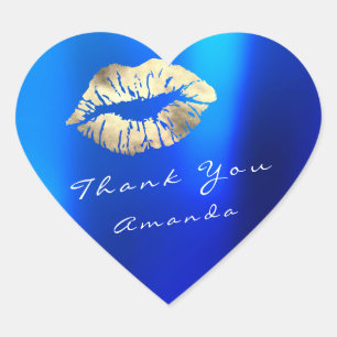 Sticker Cœur Nom Merci Coeur Kiss Sapphire Blue Gold Maquillage