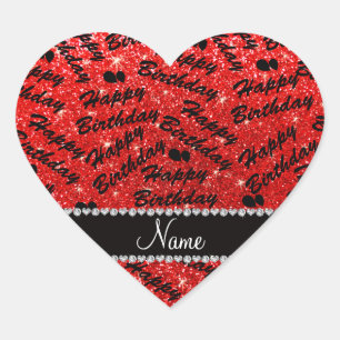 Sticker Cœur Nom parties scintillant rouge joyeuse ballon d'ann