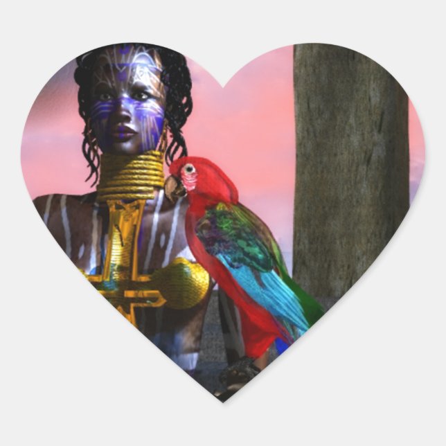 STICKER CŒUR NORA CYBER WARRIOR ET MACAW SCIENCE FIENCE (Devant)