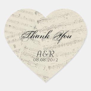 Sticker Cœur Notes de musique romantique moderne Mariage de mus