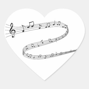 Sticker Cœur Notes de musique sur les lignes courbes