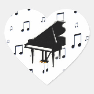 Sticker Cœur Notes de piano et de musique
