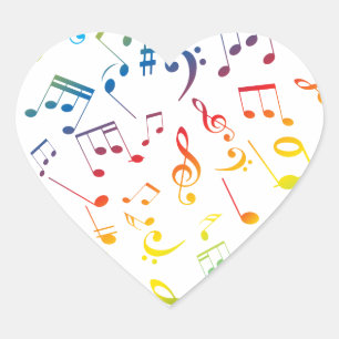 Sticker Cœur Notes musicales 4