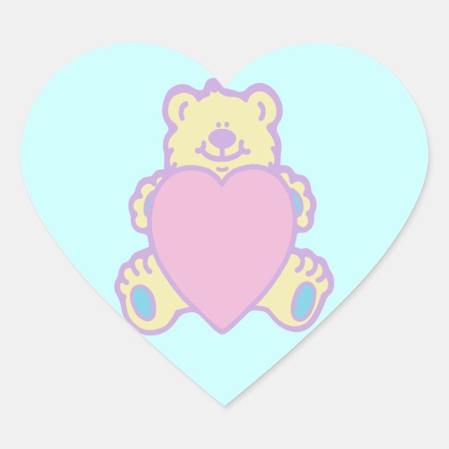 Sticker Cœur Nounours en peluche cœur d'amour (Devant)