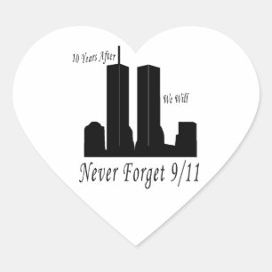 Sticker Cœur Nous n'oublierons jamais 9/11