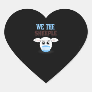 Sticker Cœur Nous sommes le berceau   brebis drôle avec masque