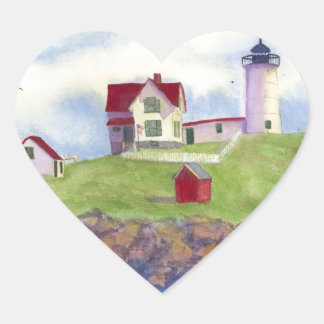 Sticker Cœur Nubble Light House York Maine