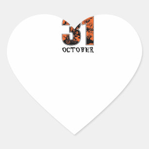 Sticker Cœur Nuit d'Halloween Maison Hantée d'Octobre Sorcière
