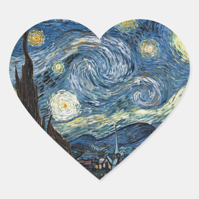Sticker Cœur Nuit Van Gogh Starry (Devant)