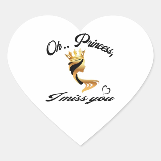 Sticker Cœur Ô princesse, combien tu me manques. Nouvel An, Noë (Devant)