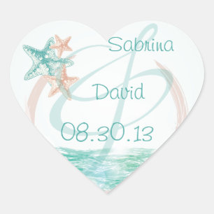 Sticker Cœur Ocean Breeze Beach Enveloppe de mariage