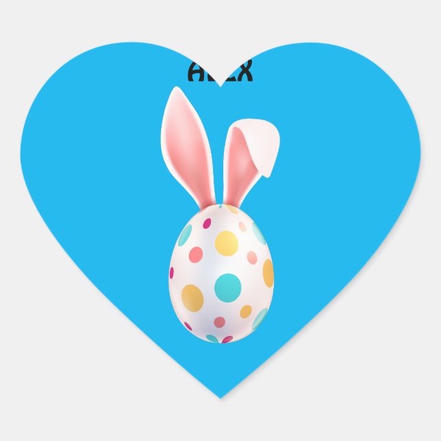 STICKER CŒUR OEUFS ET OURS DE BUNNY SPECKLED PERSONNALISÉS (Devant)