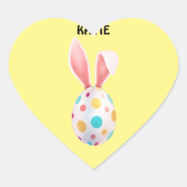 STICKER CŒUR OEUFS ET OURS DE BUNNY SPECKLED PERSONNALISÉS (Devant)