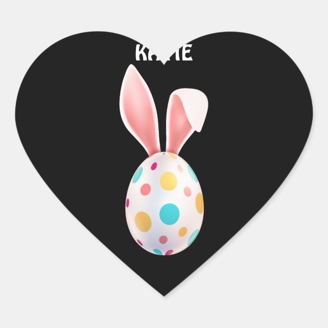 STICKER CŒUR OEUFS ET OURS DE BUNNY SPECKLED PERSONNALISÉS (Devant)