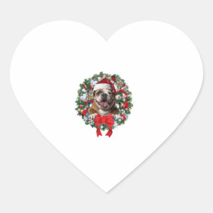 Sticker Cœur Old English Buldog Noël Décoration de couronne Xm